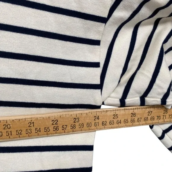 L.L. Bean Striped Polo Shirt V-Neck 3/4 Sleeve Women's XL REG Cream Navy - Picture 8 of 9